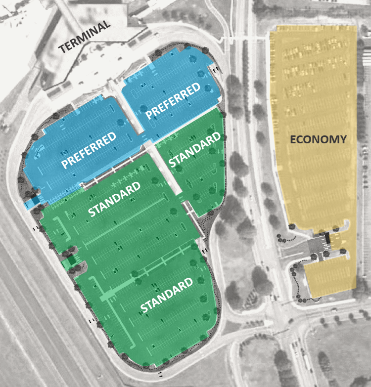 Parking Lot Map with Standard Preferred Economy Pricing - 11-18-24