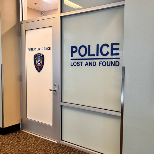 Public safety office door at ROA