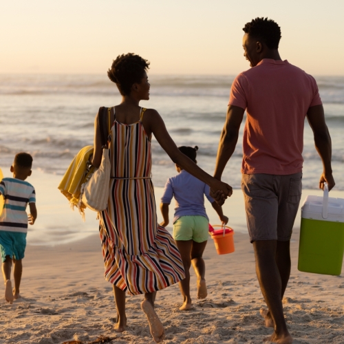 family at a beach