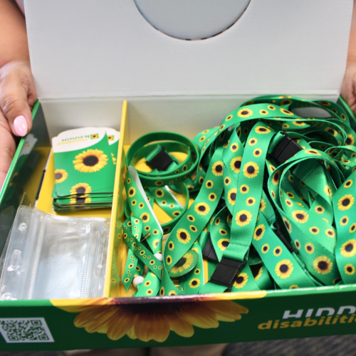 Box of Sunflower-branded items for passengers