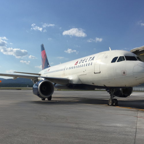 Delta aircraft at gate