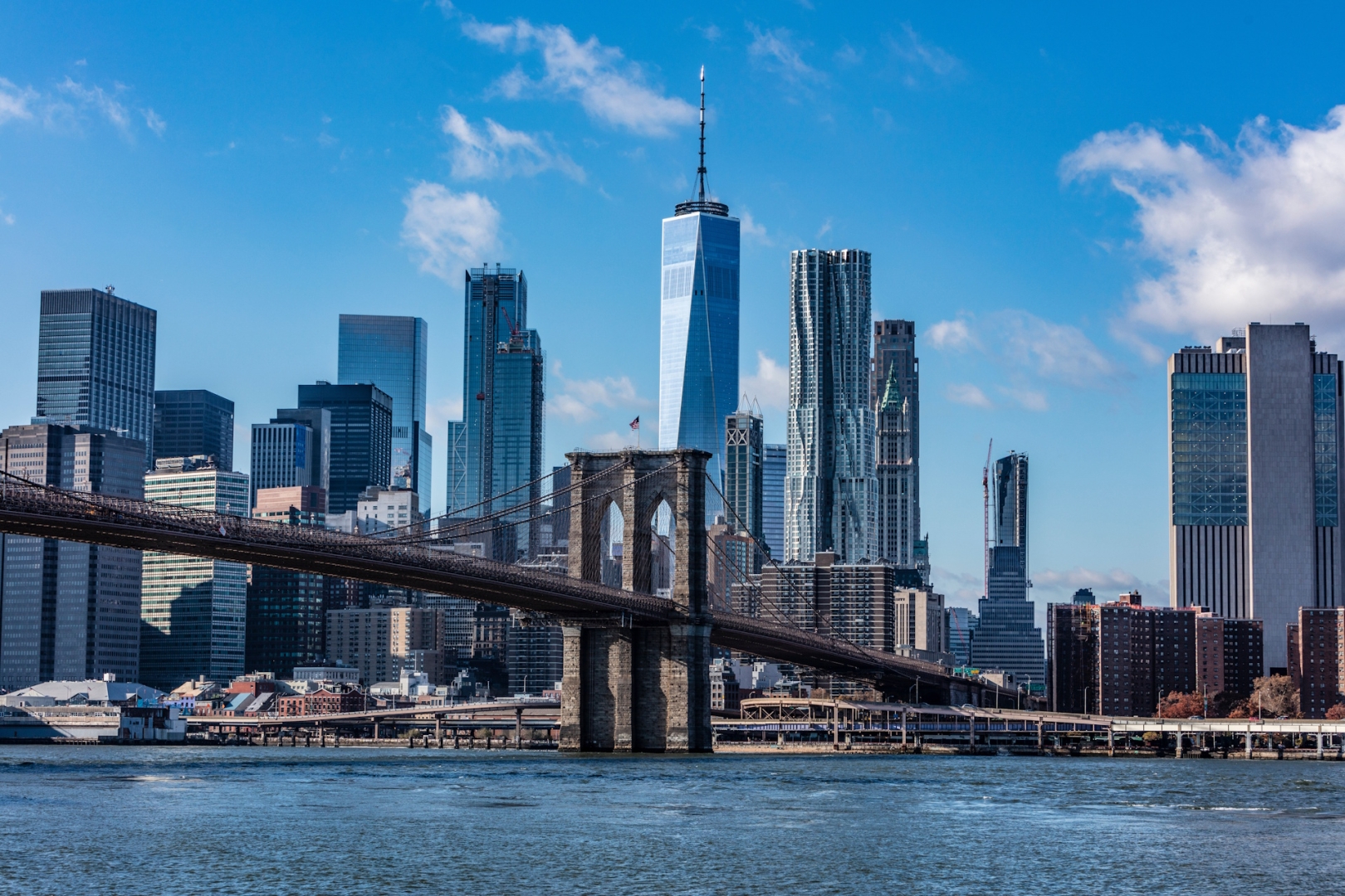 View of downtown New York City from across the Hudson River