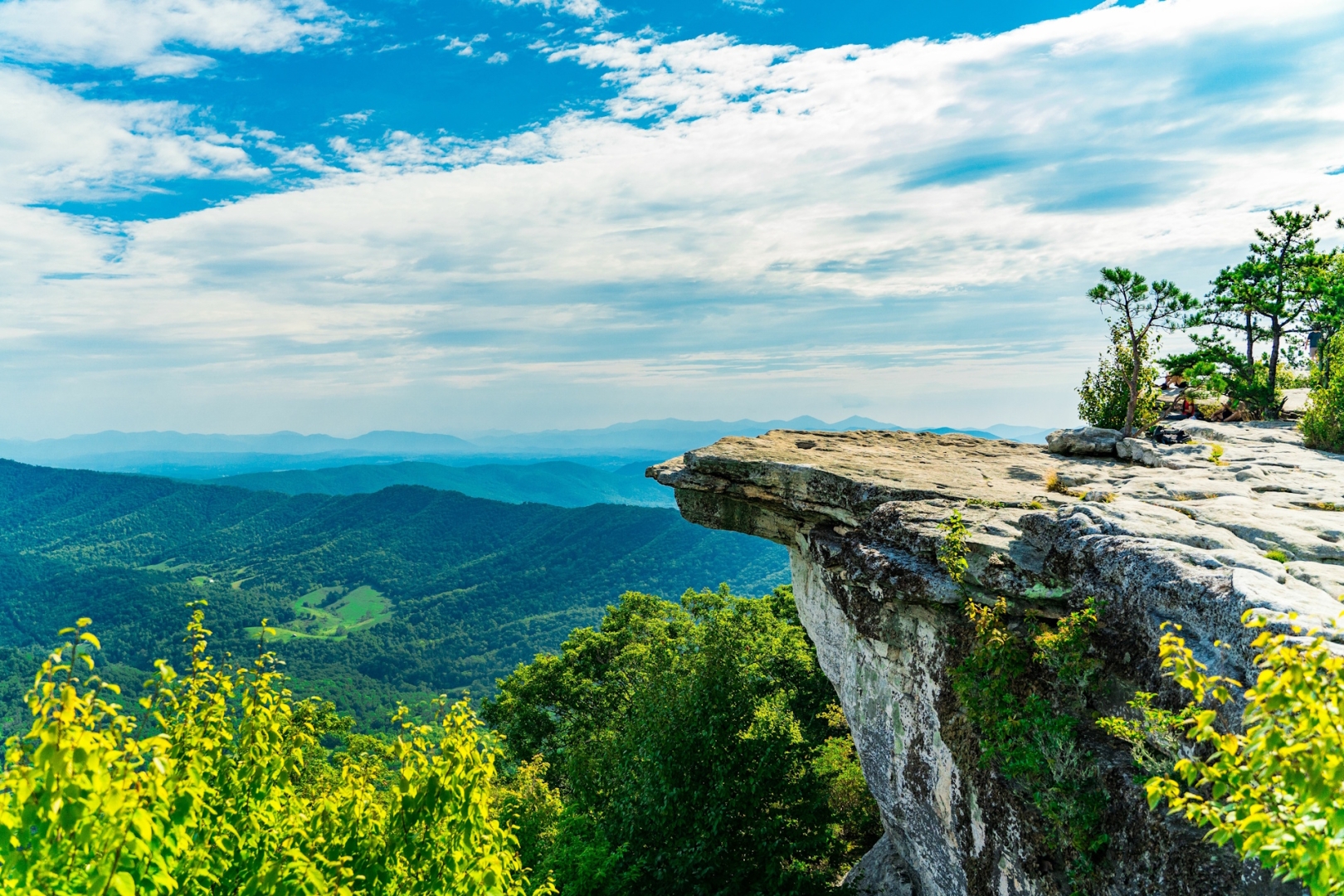 A side view of McAfee's Knob looking out over the valley