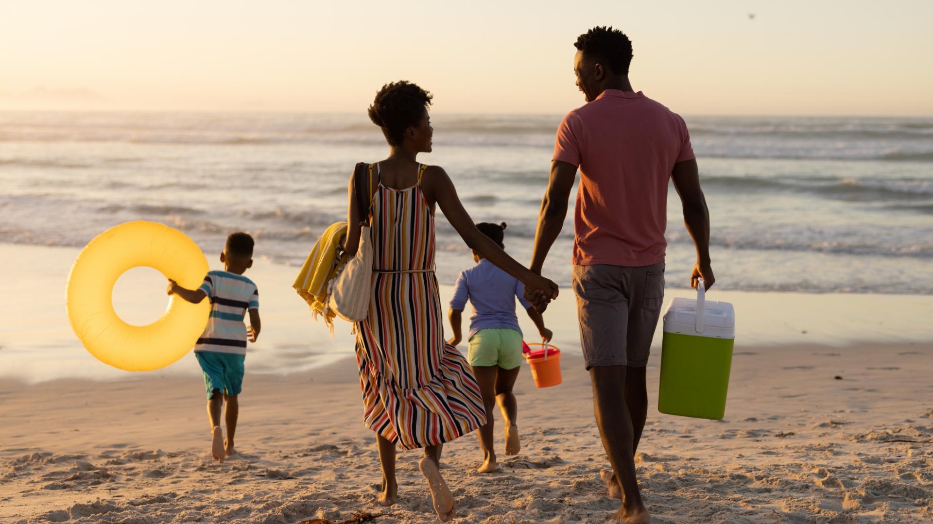 family at a beach