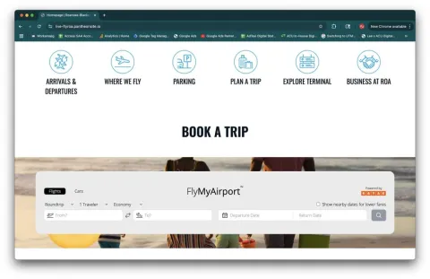 Book a Trip page screenshot