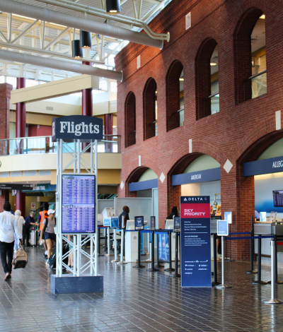 Interior of the Roanoke Blacksburg Regional Airport terminal