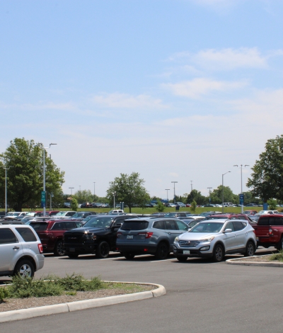 Rows of cars in a parking lot